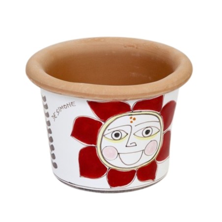 Round plant cachepot Folk Sun ceramiche de simone pottery VSPT819FK Round plant cachepot Folk Sun ceramiche de simone pottery VSPT819FK